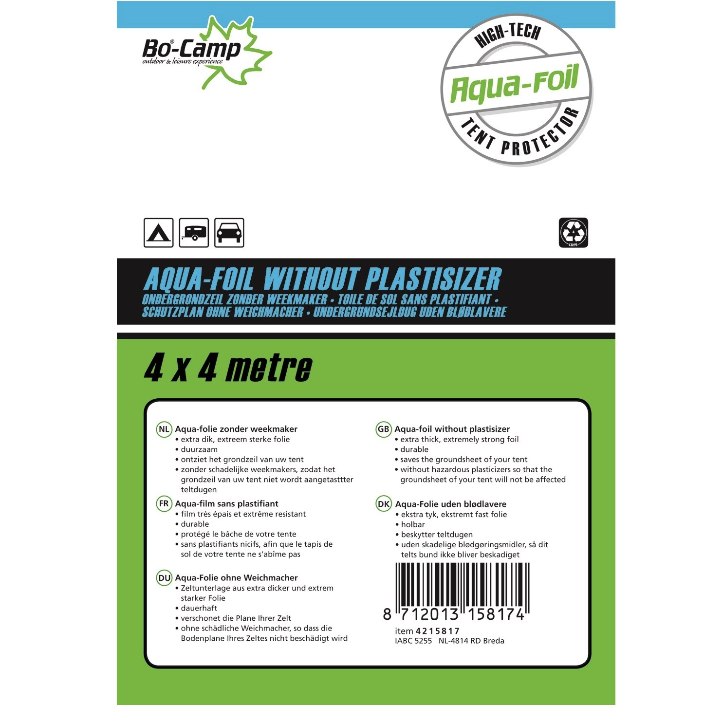 Grondzeil Bo-Camp Aqua-Folie Zwart (4 X 4 M) 1 Grondzeil Bo-Camp Aqua-Folie Zwart (4 X 4 M)