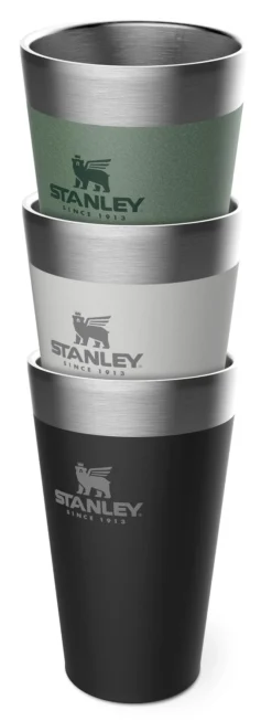 Thermosbeker Stanley Adventure Stacking Vacuum Pint Matte Black 0,47L -Kampeeruitrusting 3 Adventure Stacking Vacuum Pints